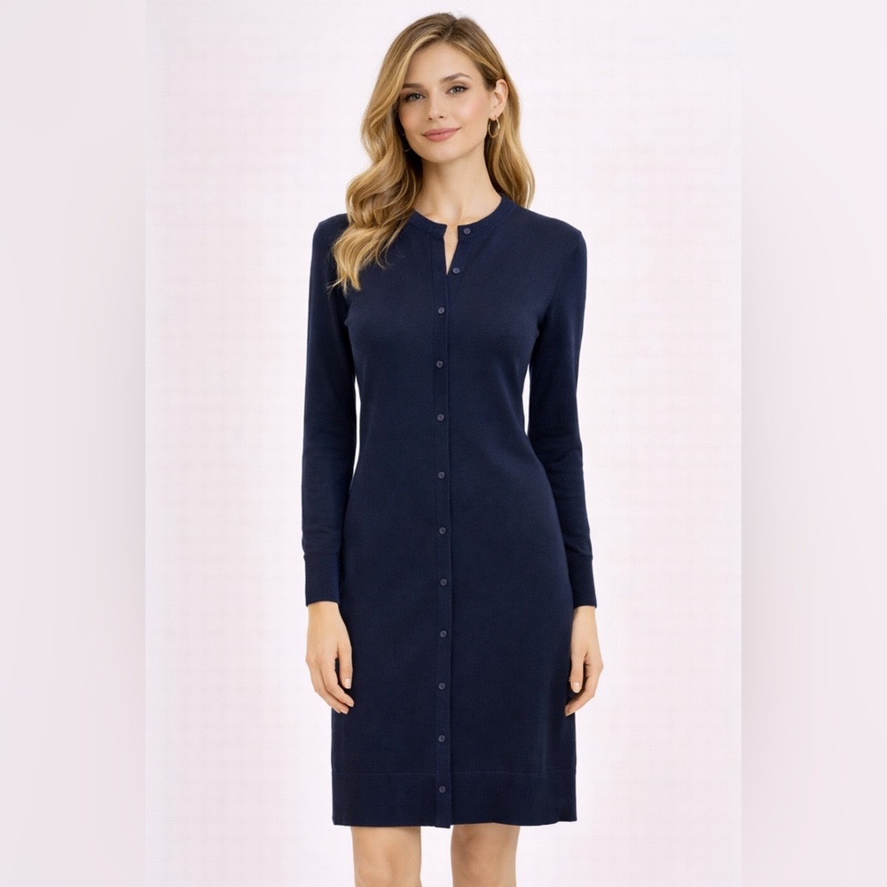 Crown & Ivy Cardigan Sweater Dress Navy Blue S Small Long  NWT